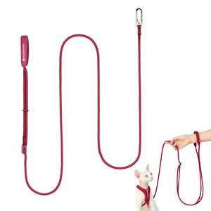 lot 10082 image: BuddyArmor Hands Free Cat Leash Lightweight 4.1-7.2FT Adjustable Durable Rope Leash with Padded Handle, Versatile Crossbody Waist Lead for Cats Puppy ��26lbs Outdoor Walking (Burgundy, S)