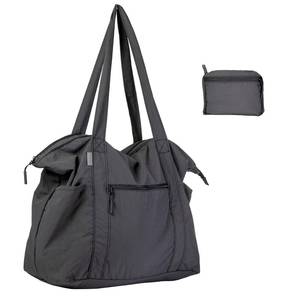 lot 10090 image: Fynarzel Ultra Light Packable Tote Bag Nylon for Travel, Lightweight Polyester Foldable Duffel Totes with Zipper, 25L Collapsible Compact Dark Grey