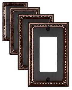 lot 10091 image: ZILLSEA 4-Pack Aged Bronze Outlet Cover Plates, Metal Decorator Wall Plates for Receptacles, Dimmer Switches, GFCI Outlets, Decorative Pearl Design, 1 Gang, 3.154.88, Midsize