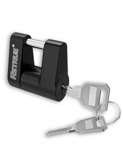 lot 10100 image: RETRUE Trailer Tongue Coupler Lock, Trailer Hitch Lock,Dia 14 Inch, 34 Inch Span for Tow Boat RV Truck Cars Coupler, Black