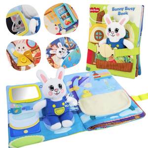 lot 10110 image: CuteZone Busy Book for Toddlers 1-3, Montessori Quiet Book with 12 Activities and Attached Bunny, Soft Toddler Busy Board for Fine Motor Skills, Travel Toy Gift for 1 Year Old Boys Girls