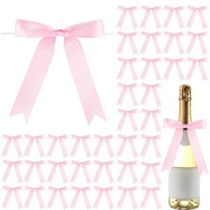 lot 10485 image: Riceshoot 50 Pcs Pink Satin Ribbon Bows 5x7 Inch Large Twist Tie Bow for Valentine Gift Wrapping Champagne Bottle Balloon Treat Bag DIY Craft Decoration Wedding Bridal Baby Shower Birthday Party