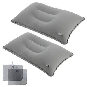 lot 10487 image: JAKENHAM 2Pack Ultralight A4 Size Inflatable Travel Pillow, Small Squared Flocked Fabric Air Pillow for Traveling, Holiday Trip, Hiking, Camping,Napping,Neck Lumbar Support(Gray)