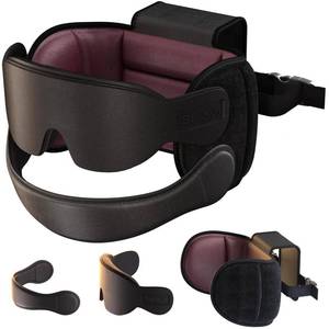 lot 11004 image: SARISUN Travel Pillow Combo with Chin Strap, Airplane Pillows with 3D Eye Mask for Sleeping, 360° Support Plane Head Strap for All Plane Seats, Long Flights Essentials, Stop Bobblehead, Red