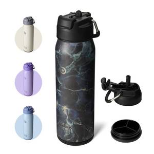 lot 11005 image: BOTTLE BOTTLE 24 oz sports water bottle stainless steel insulated water bottle with straw and pills holder (black stone)