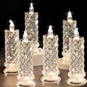 lot 11007 image: SupBri Rose Shadow LED Flameless Candles, 6PCS Romantic Battery Operated Candles Led Pillar Candles for Valentines Anniversary Wedding Christmas Decorations(White, D 2.5 x H 7.2)