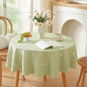 lot 11013 image: Zobesta Linen 70 Inch Round Tablecloth, Table Cloth Round Cotton Tablecloth Green Plaid Tablecloth for Outdoor, Party, Holiday, Picnic, Dining