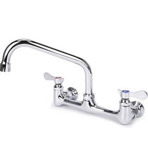 lot 11952 image: Bietor Wall Mount Kitchen Faucet 8 Center Commercial Sink Faucet with 8 Swivel Spout Dual Handles Brass Utility Sink Faucet for Laundry Room Restaurant Polish Chrome
