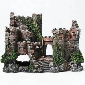 lot 11958 image: Aquarium Resin Castle Decoration, Air Bubbler Stone Cave Hideout House for Betta Fish, Shrimp & Turtles, Fish Tank Ornament Accessories for Breeding, Playing & Resting ��Decorative Bubbling Castle