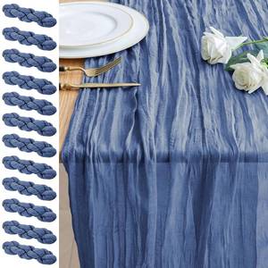 lot 11973 image: Xiomot 12PCS Table Runner Cheesecloth 10FT Blue Boho Gauze Cheese Cloth Rustic Sheer Table Runners for Wedding Birthday Bridal Baby Shower Party Decoration