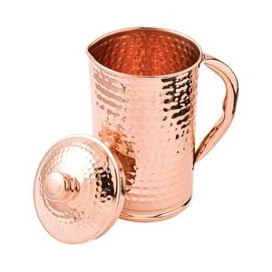 lot 11977 image: 2activelife 100% Pure Copper Pitcher 50.72 Oz  1500 ml  Drinking Water Traditional Hammered Pitcher With Lid  Copper Jug Handle Water Bottle  Ayurveda Health Benefits  Serving Water in Daily Use