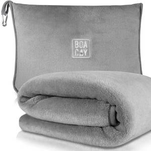 lot 11982 image: BOACAY Soft & Warm Travel Blanket for Airplane & Car - Long Flight Essential for Women, Men, Kids - Compact Pillow with Luggage Sleeve & Backpack Clip