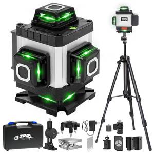 Laser Level, ZPD Laser Level with Tripod, 4 x 360 Self Leveling Laser Measuring Tool Green Lazer Level 16 Line Level Laser 360 Self Leveling for Construction, Home Renovation, Picture Hanging
