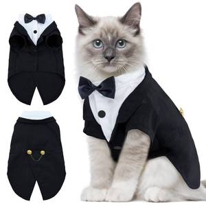 lot 12287 image: DENTRUN Cat Tuxedo Outfit, Sphynx Cat Costume Formal Suit with Bow Tie, Stylish Cat Shirt Fashion Apparel Fancy Clothes, Kitten Formal Attire Wedding Onesie Costume for Cats Only
