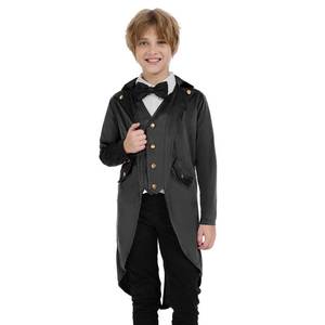 lot 12292 image: KDAFJLKD Steampunk Coat Tailcoat,Medieval Clothing Costume,Halloween Renaissance Vampire Costumes(Black, 110 (4-5 Years))