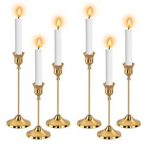 lot 12296 image: 6pcs Gold Candle Holders, Candlestick Holders Taper Candle Holders for Pillar Candles Sticks Holder Decor Halloween Christmas Decorations Candle Candelabros para Centros de Mesa
