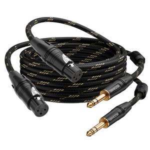 lot 12313 image: BEZOKABEL XLR to 14 Inch (6.35mm) TRS Cable, Balanced XLR Female to 14 Adapter 10FT 2Pack, Quarter Inch to Microphone Cable