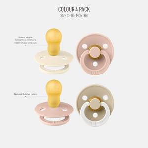 lot 12344 image: BIBS Colour Soother 4-Pack  BPA Free Dummy Pacifier  Round Nipple  Natural Rubber Latex  Made in Denmark  Size 18-36 Months  Blush Glow Mix