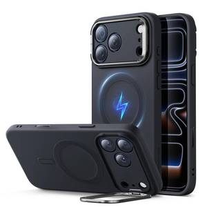lot 12346 image: ESR Silicone Case for iPhone 17 Pro Max, Built-in Camera Stash Stand Compatible with MagSafe, Military-Grade Drop Protection Magnetic Phone Case for iPhone 17 Pro Max, Cloud Series, Black