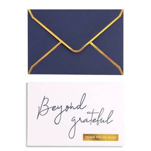 lot 12348 image: Navy Beyond Grateful Thank You Cards with Envelopes - 36 PK - Navy Thank You Notes with Gold Foil Letterpress 4x6 Inches Blank Note Cards for Business Graduation Wedding Baby Shower Funeral Sympathy
