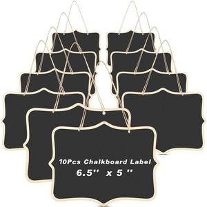 lot 12355 image: EBOOT 10 Pcs Mini Chalkboard Sign Reusable Wood Chalkboards with Hanging String Erasable Double Sided Small Hanging Blackboard for Message Board Sigs Price Labels Party Buffet Plant Food Name Tag