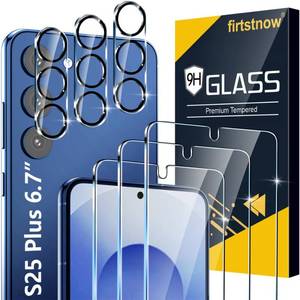 lot 12371 image: firtstnow 3 Pack for Samsung Galaxy S25 Plus Screen Protector Tempered Glass  3 Pack Camera Lens Protector, Military Grade Shatterproof, 9H Hardness, Fingerprint Unlock, Case Friendly 6.7 Inch
