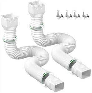 lot 13080 image: 2 Pack Rain Gutter Downspout Extensions Flexible,Drain Downspout Extender Connector 21-68,Screws for Included,White