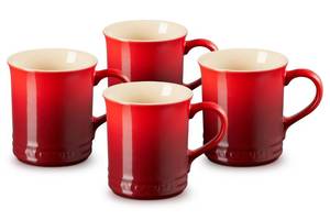 lot 13082 image: Le Creuset Stoneware Set of 4 Mugs, 14 oz. each, Cerise