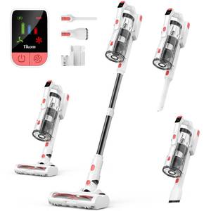 lot 13086 image: Tikom V750 Cordless Vacuum Cleaner for Home, 45000Pa500W Stick Vacuum with LED Display, Charging Wall Dock, Anti-Tangle, Lightweight Handheld Vacuum for Pet Hair, Hard Floor, Carpet, White