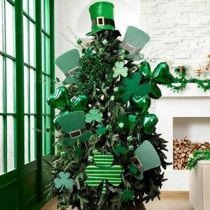 lot 13107 image: Soulchen 33 Pcs St. Patricks Day Tree Decorations St Patricks Day Tree Topper Hat Shamrock Sticks and Balloons Green Clover Hanging Ornaments for Irish Party