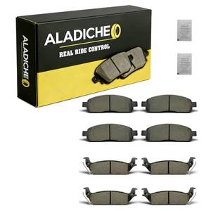 lot 13111 image: ALADICHE 8Pcs Front Rear Ceramic Brake Pads Set Compatible with 2004-2008 for Ford F-150,2006-2008 for Lincoln Mark LT