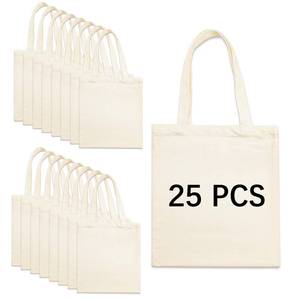 lot 13112 image: ORJ 25 PCS Blank Canvas Tote Bags Bulk 15x13 Inches Sublimation Tote Bags, Medium Reusable Grocery Shopping Bags
