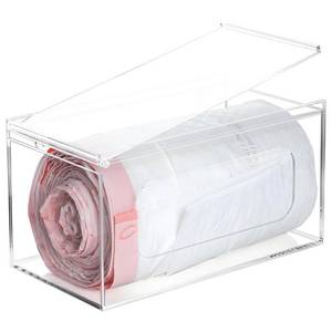 lot 13120 image: SEANADO Acrylic Trash Bag Dispenser, Wall Mount Kitchen Organizer Storage Box Holder for Garbage, Grocery, Plastic Bag Roll Container (Standard with Lid)