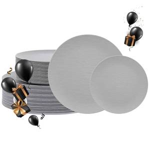 lot 13122 image: WONDERFUL 32pcs Light Grey Plastic Plates Reusable Unbreakable & Dishwasher safe Dishes Set Outdoor Plates Includes16 Dinner 10 and 16 Dessert Plate 7.3 Ideal for BBQ Camping Outdoor Party