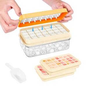 lot 14388 image: PHINOX Ice Cube Tray with Lid and Bin, Ice Trays for Freezer, Flexible Ice Cube Trays, Making 56 pcs Ice Cubes, Chilling Cocktail, Whiskey, Coffee, with 2 trays, Ice Container, Scoop&Cover, BPA Free