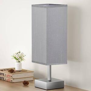 lot 14389 image: aooshine Grey Table Lamp - Bedside Lamp for Bedroom, Minimalist Nightstand Lamp with Square Fabric Shade, Desk Lamp for Kids Room Dorm