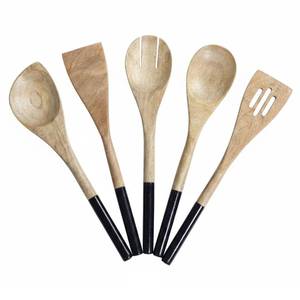lot 14397 image: Wooden Cooking Utensils Set of 5 �� Acacia Wood Wooden Spoons & Spatulas for Nonstick Cookware, 12 Inch Kitchen Cooking Tools, BPA Free