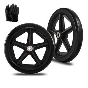 lot 14401 image: 2Pcs 8 Inch Replacement Wheelchair Wheels for Walkers - Environmentally Friendly Rubber Material, Wear-Resistant PU Tires, Anti-Slip, and Durable ABS Wheel Hub (8IN Narrow 2Pcs)