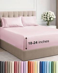 lot 14402 image: Extra Deep Full Sheet Set - 4 Piece Breathable & Cooling Bed Sheets - Easily Fits 18 to 24 inch Mattress - Ultra Soft, Wrinkle & Fade Free w Extra Deep Pockets - Hotel Luxury Bedding - Lavender Pink