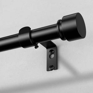 lot 14405 image: Curtain Rods for Windows 48 to 84 Inch, Black Modern 1 Inch Window Treatment Rods with Black End Cap Finials, Decorative Adjustable Heavy Duty Easy Install Drapery Rods for Bedroom Living Room