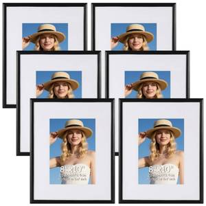 lot 14407 image: Edenseelake 8x10 Picture Frame Set of 6, Display 5x7 Picture with Mat or 8x10 Without Mat, Black Photo Frame for Wall Hanging or Tabletop