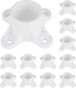 lot 14416 image: 12 Packs 1 inch PVC Flange Table Leg Cap Fittings Furniture Screw Tab Caps for Building Furniture Support Feet Making Storage Shelves
