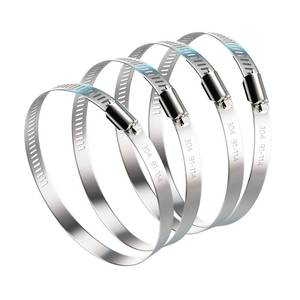 lot 14419 image: NEBURORA 4 Inch Hose Clamp Adjustable 304 Stainless Steel Duct Clamp 4 Pack Worm Gear Clamps 3.6-4.4 Diameter Fuel Line Hose Pipe Clamp for Dryer Vent Air Duct Automotive Plumb