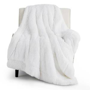 lot 15747 image: Bedsure GentleSoft Fluffy White Throw Blanket, White Decor Fuzzy Gifts for Women, Soft Cozy Furry Sherpa Fleece Plush Thick Warm Shaggy Faux Fur Throw Blanket for Couch, Bed, Camping, Travel, 50x60