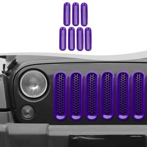 lot 15752 image: SQQP Mesh Grill Insert Grille Inserts Cover Fit for 2007-2018 Jeep Wrangler JK JKU(Purple)