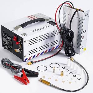lot 15765 image: PCP Air Compressor, 4500 psi  30 MPa PCP Airgun Compressor, 12V DC  120V AC Power Manual Shut-off, Built-in Converter and Fan Cooling System Suitable for Paintball, Scuba Tank Compressor