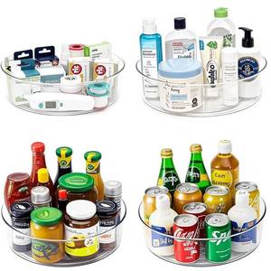 lot 15775 image: YCLADEC 4 Pack Lazy Susan 11.5 Inch Turntable Organizer Organization Storage Container Bins Spice Rack Cabinet Rotating Condiment for Pantry Countertop Kitchen Vanity Bathroom Jewelry Holder Clear