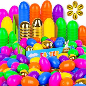 lot 15779 image: Grastfu 150 Pack 3 Inch Large Plastic Easter Eggs Bulk Include 6 Surprise Golden Eggs, Colorful Fillable Easter Egg Empty for Easter Hunt, Easter Basket Stuffers Fillers, Theme Party Favors Prize