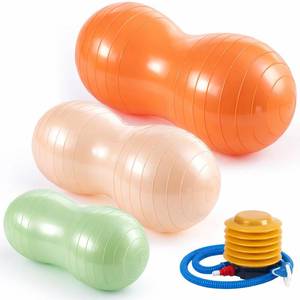 lot 15783 image: Jexine Peanut Ball for Kids Therapy - 3-Piece Anti-Burst Set, Yoga Balance Exercise Ball for Pregnancy & Home Gym, Includes 1 Pump & 3 Size Options(Classic Color)