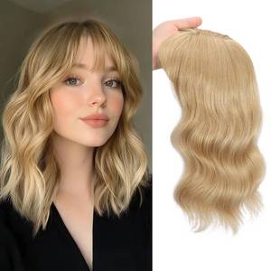 lot 16268 image: TYQ Hair Toppers for Women with Thinning Hair 14 Inch, 360° 3D Synthetic Curly Wavy Wispy Clip in Bangs��2226��